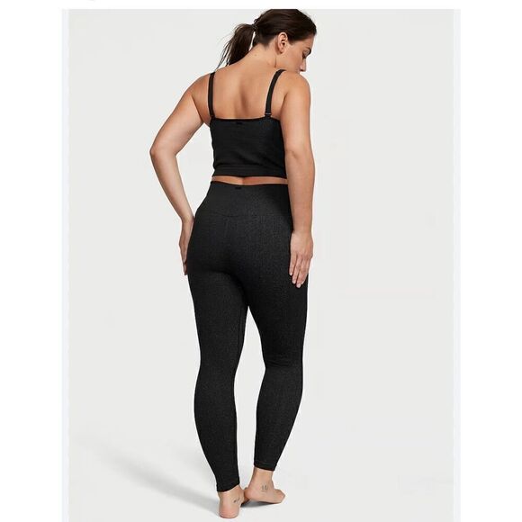 Vs Pink Leggings xL seamless glitter shimmer high rise leggings black nwt - Picture 8 of 8